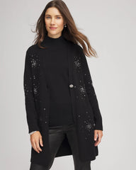 Black Rhinestone Embellished Cardigan