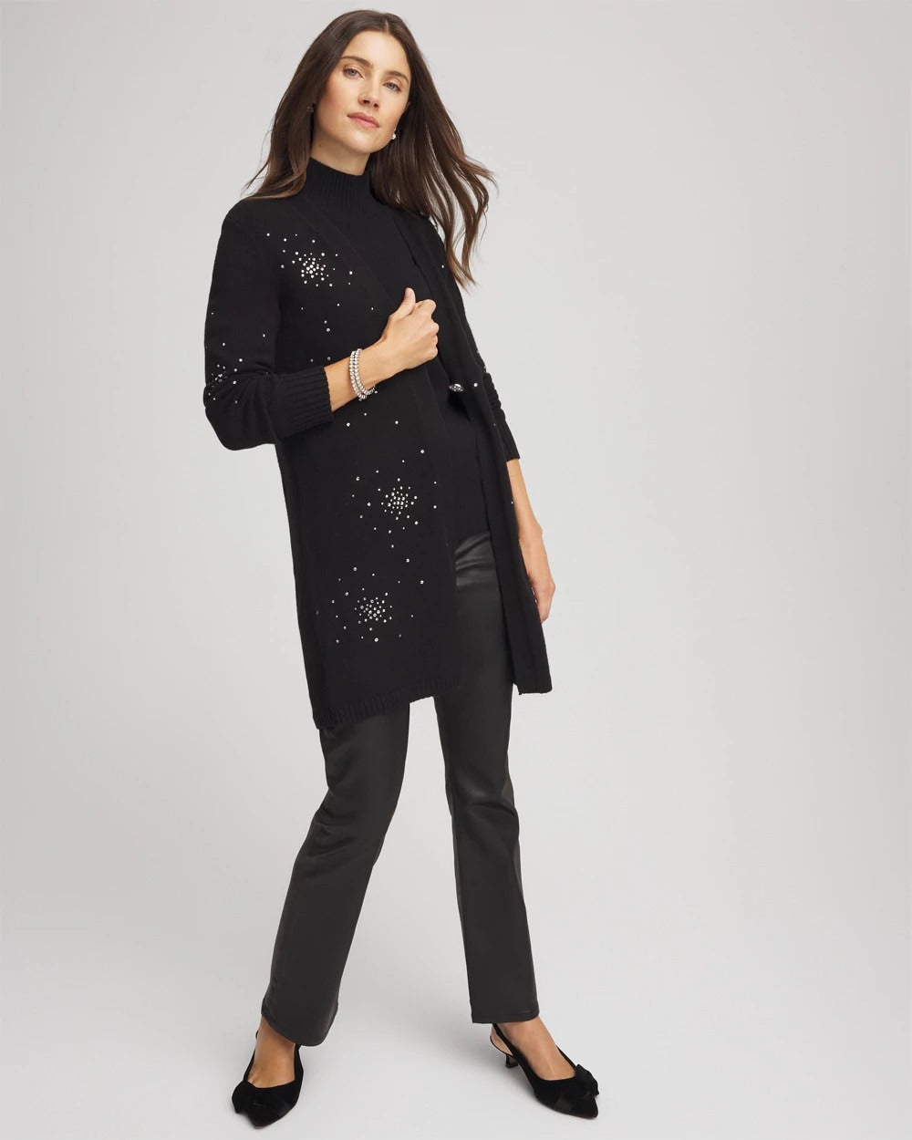 Black Rhinestone Embellished Cardigan