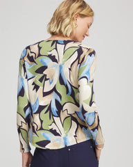 Passport Blue Ella Bloom V-Neck Pullover Sweater