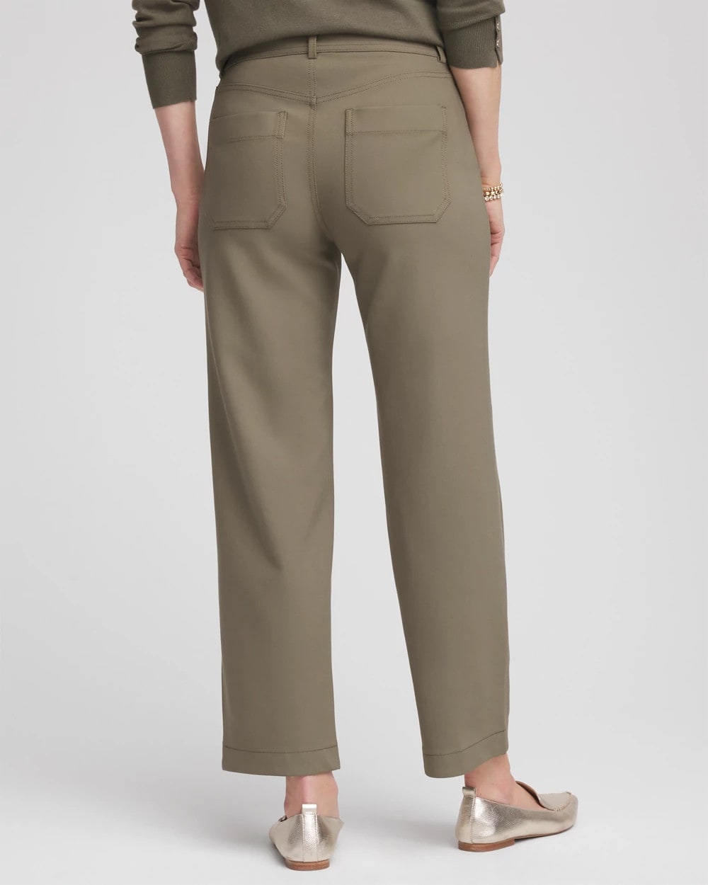 Nettle Leaf Petite Bi-Stretch Straight Ankle Pants