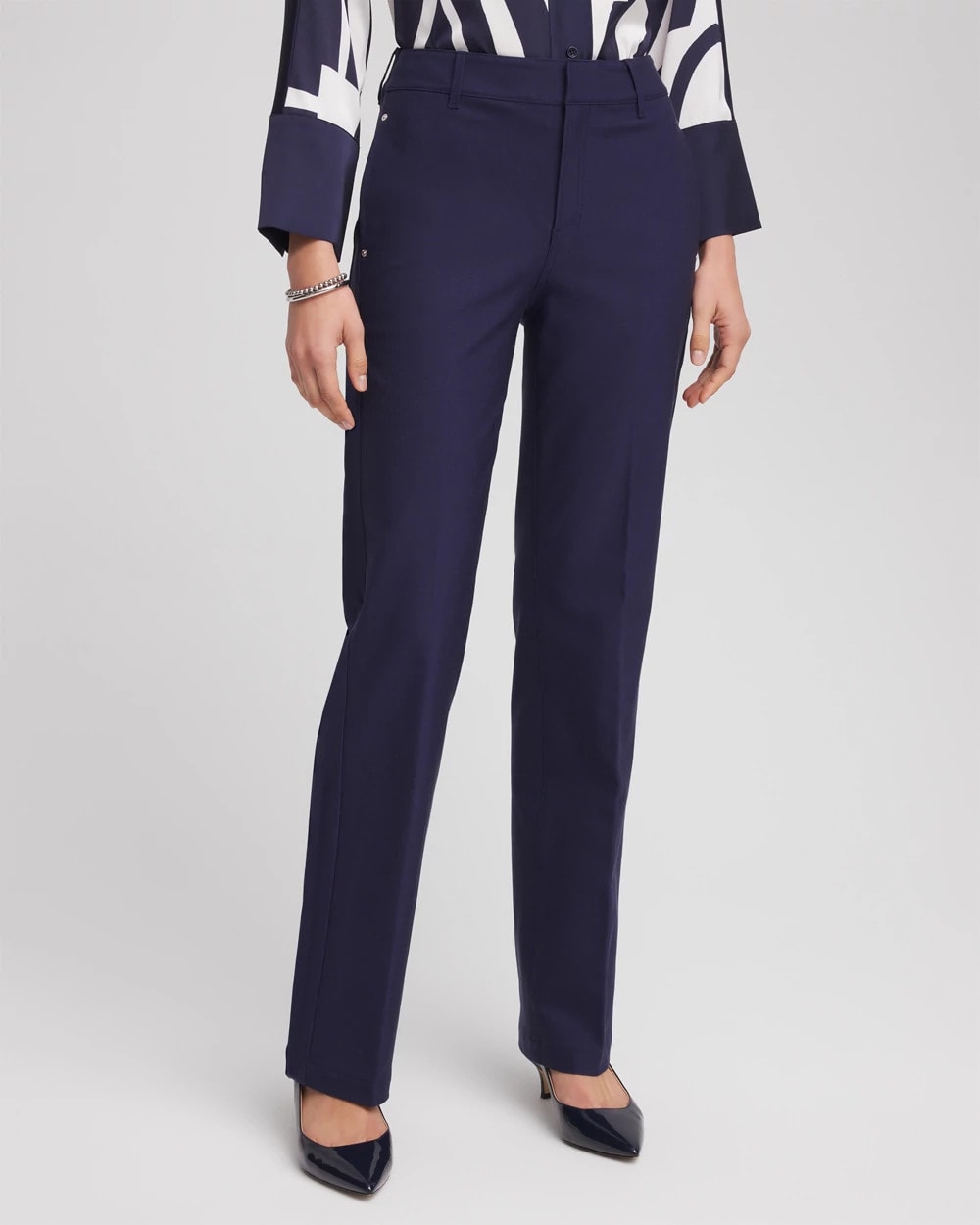 Passport Blue Cotton Straight-Leg Trousers