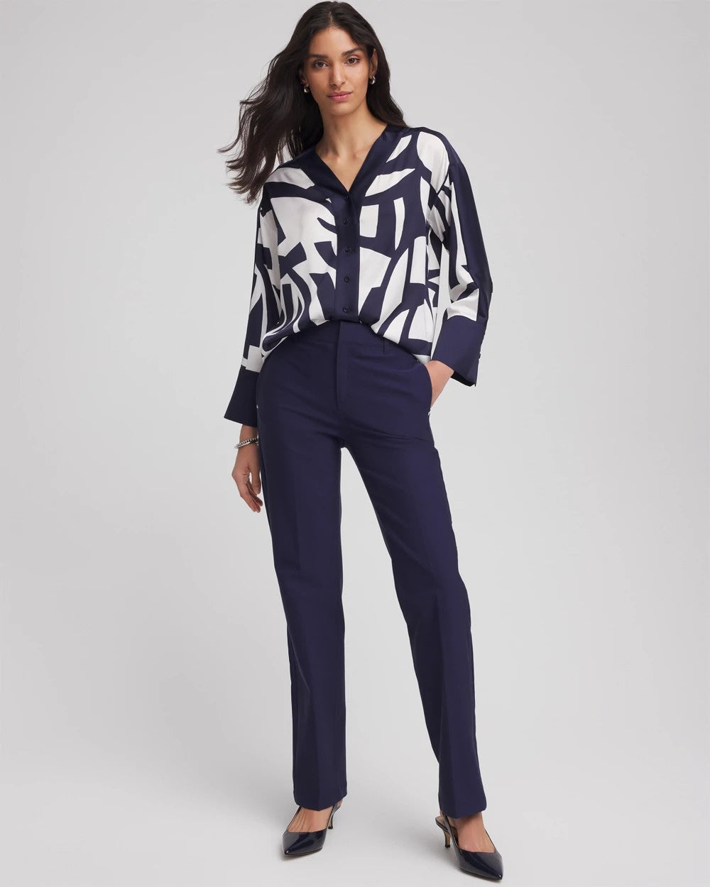 Passport Blue Cotton Straight-Leg Trousers
