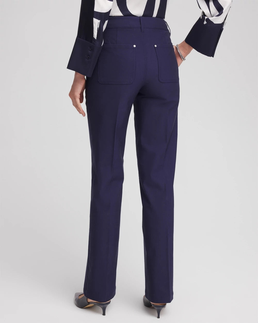 Passport Blue Cotton Straight-Leg Trousers