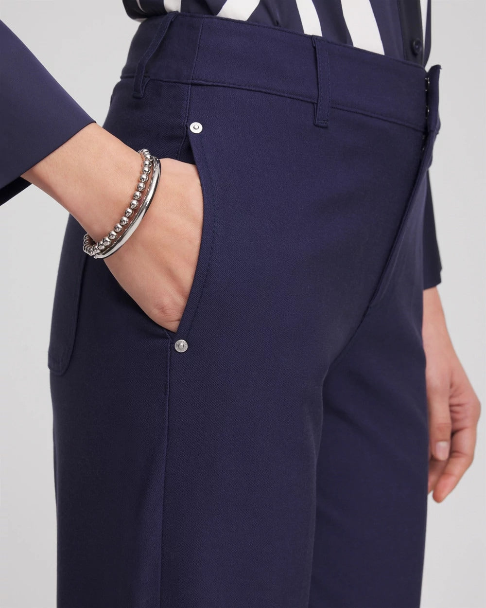 Passport Blue Cotton Straight-Leg Trousers