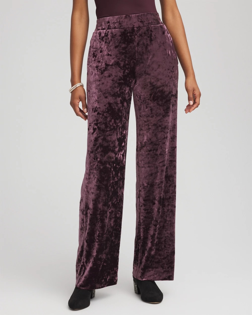 Night Bloom Crushed Velvet Wide-Leg Pants