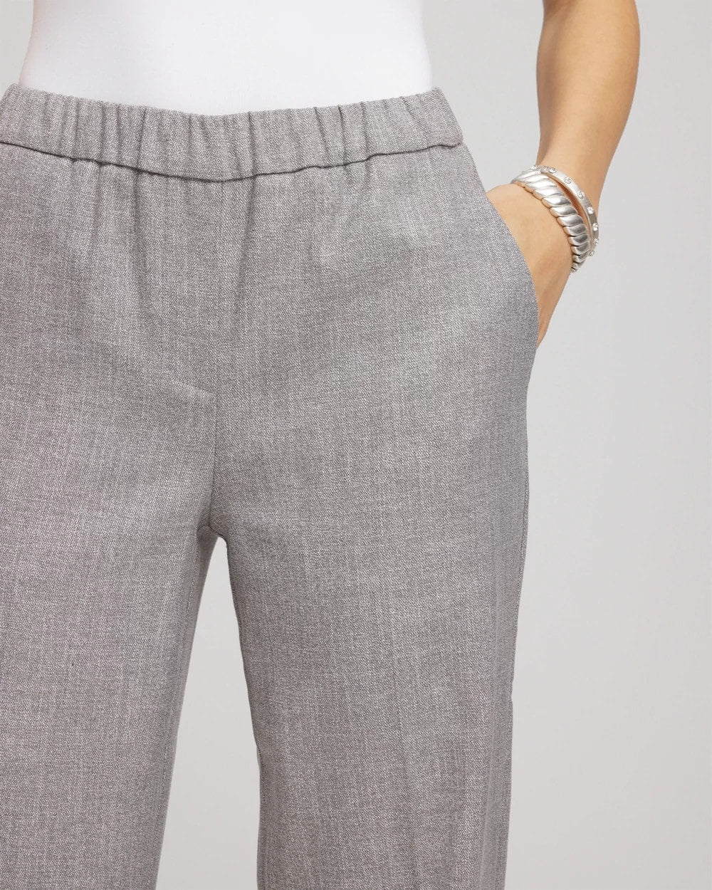 Silver Shimmer Straight Tapered Ankle Pants