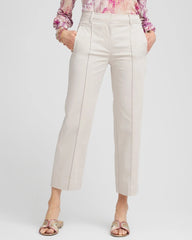 Smokey Taupe Stretch Sateen Straight Cropped Pants