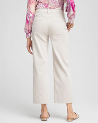 Smokey Taupe Stretch Sateen Straight Cropped Pants
