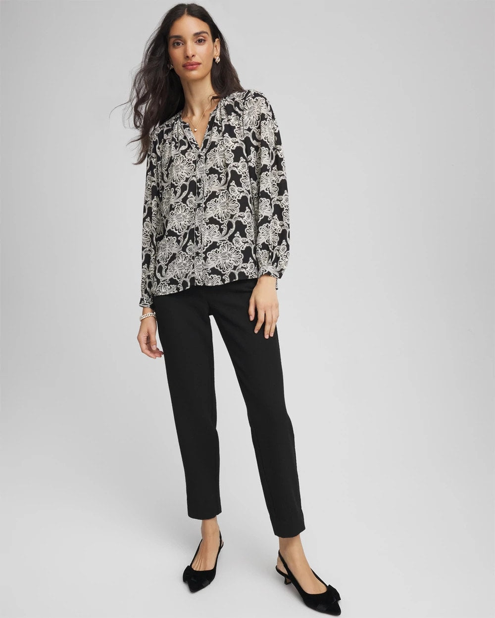 Black Matelassé Slim Tapered Ankle Pants