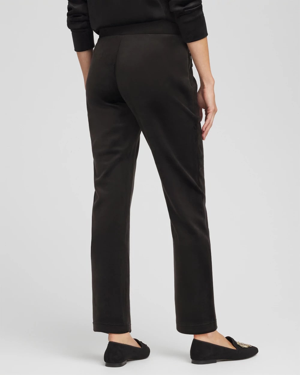Black Zenergy® Velour Tapered Ankle Pants