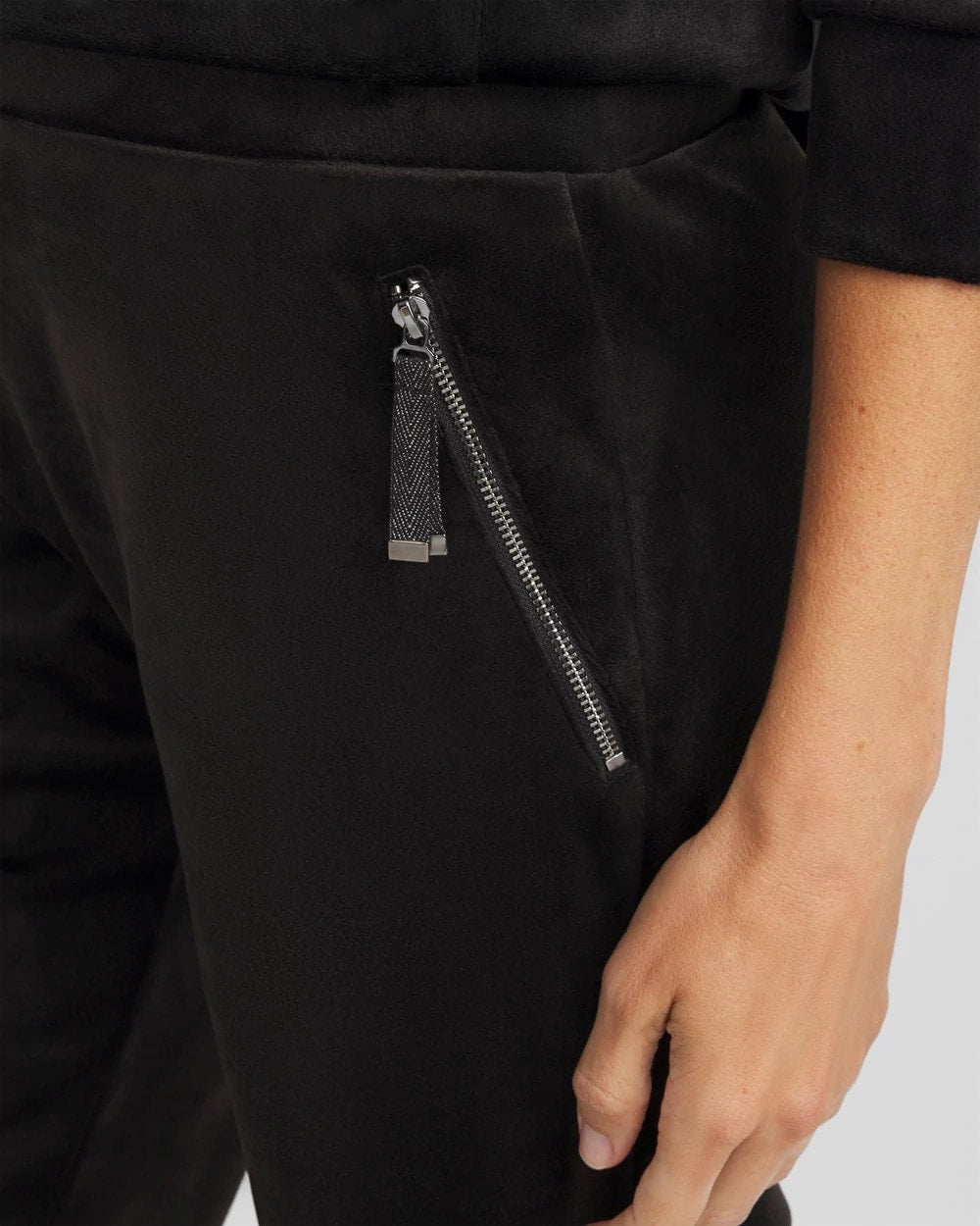 Black Zenergy® Velour Tapered Ankle Pants