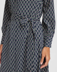 Passport Blue Chain Print Maxi Shirtdress