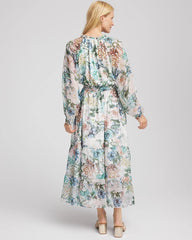 Ecru Georgette Tie-Front Maxi Dress