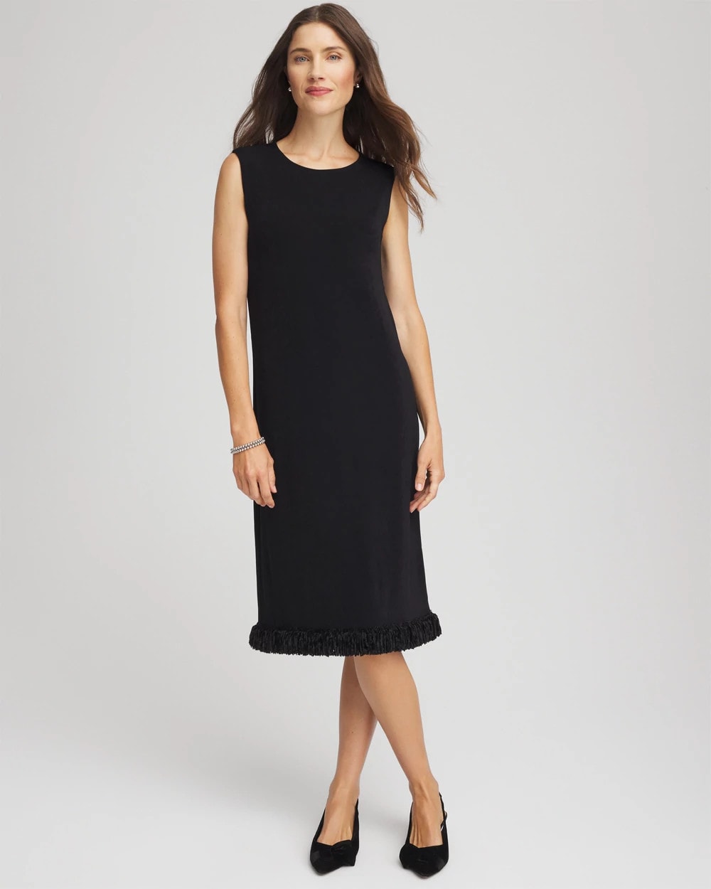 Travelers Black Travelers™ Fringe Hem Tank Dress