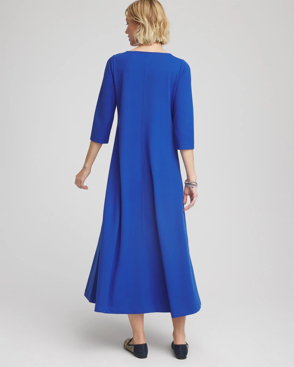 Cobalt Stone Seamed Crepe Maxi Dress