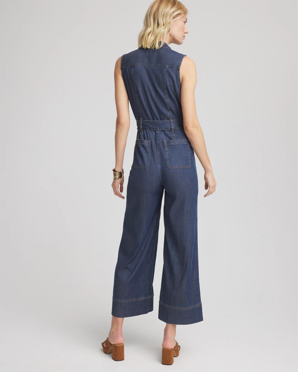 Biscayne Blue Denim Wide-Leg Jumpsuit