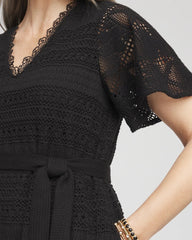Black Petite Crochet-Lace Maxi Dress