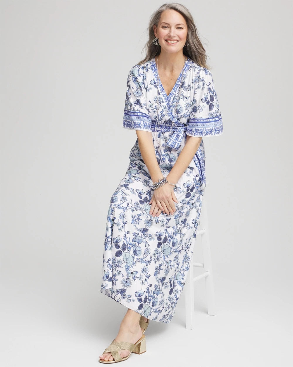 Alabaster Surplice Matte Satin Maxi Dress