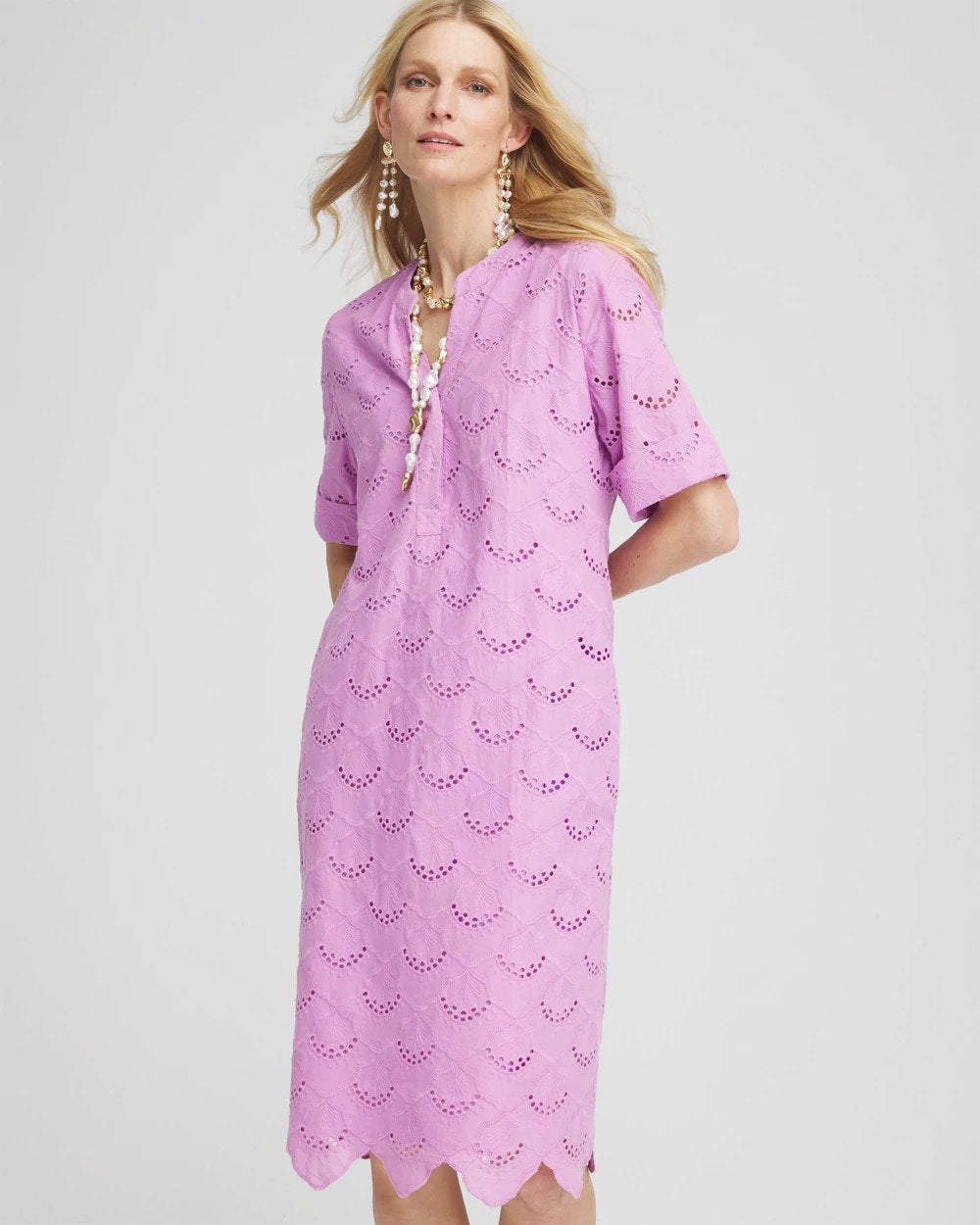Lavender Skies Eyelet Popover Dress