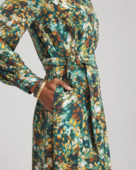 Darkest Spruce Printed Long-Sleeved Shirtdress