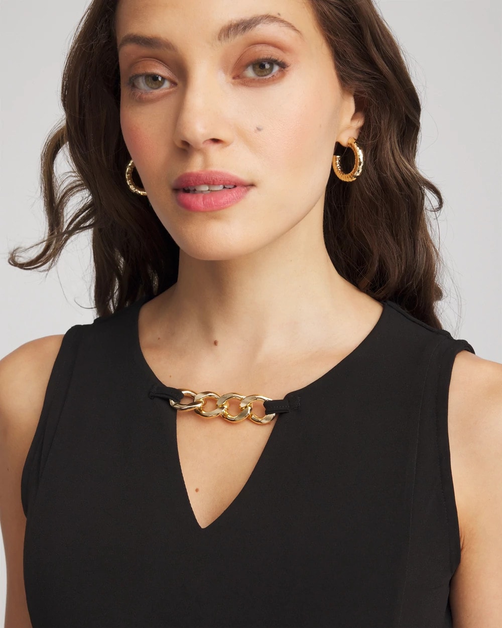 Black Travelers™ Jersey Knit Chain-Trim Jumpsuit
