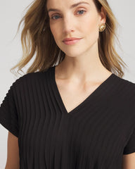 Black Silk-Twill Popover Midi Dress