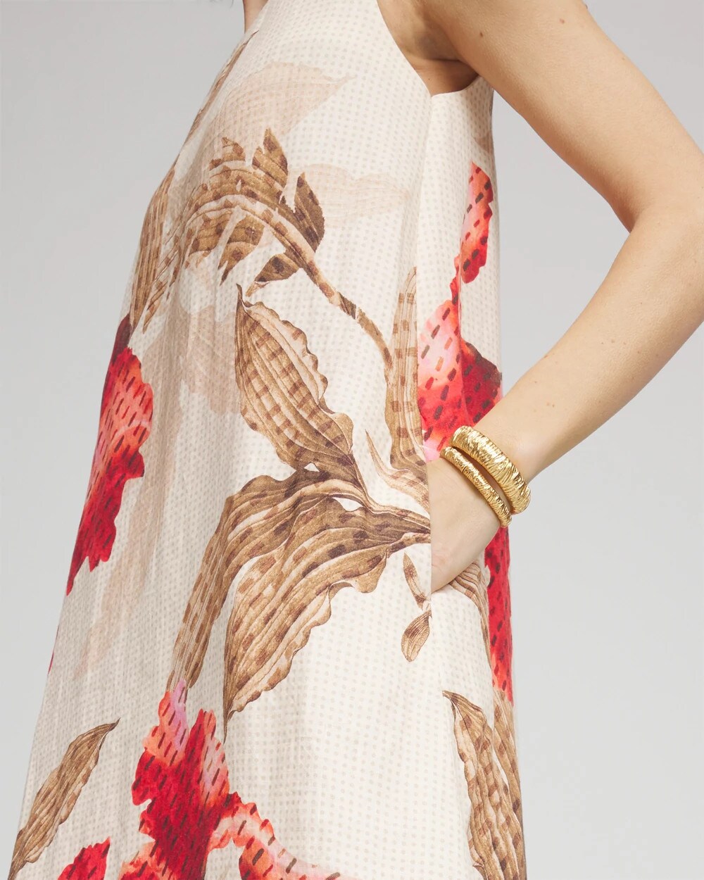 Multi Floral Tank Linen Maxi Dress