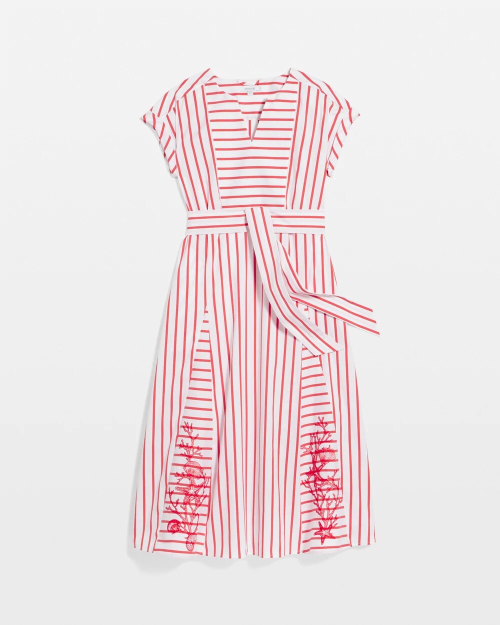 Alabaster Embroidered Godet Striped Maxi Dress