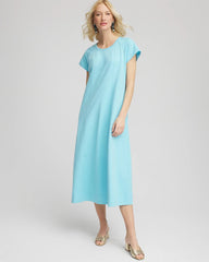 Paradiso Blue Short-Sleeved Maxi Dress