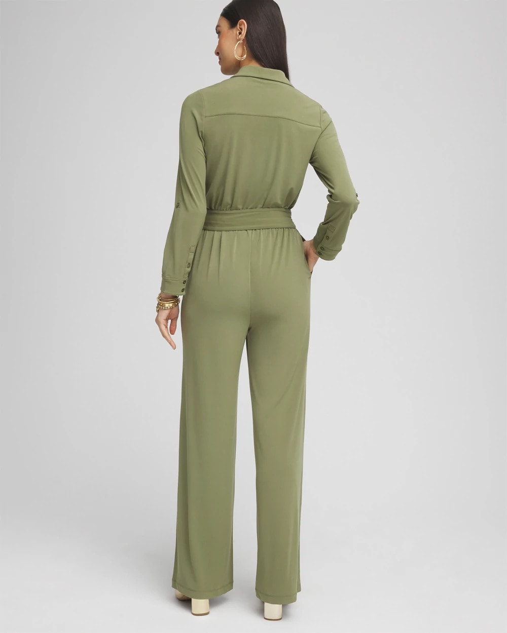 Rustic Olive Belted Jersey Maxi Jumpsuit