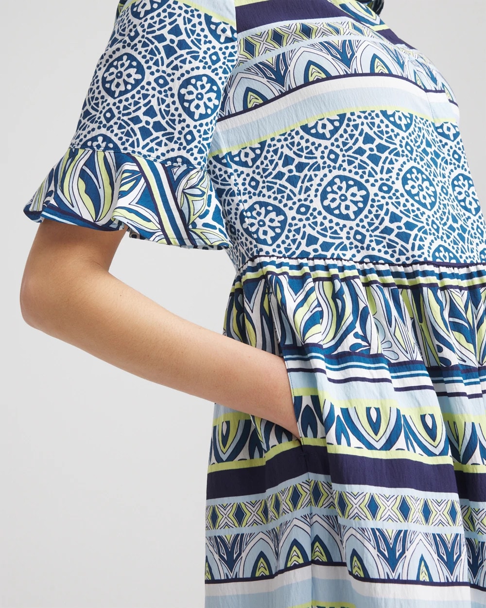 Seaport Blue Flutter-Sleeved Maxi Dress