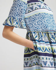 Seaport Blue Flutter-Sleeved Maxi Dress