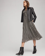 Black Chiffon Clip-Dot Tie-Neck Dress