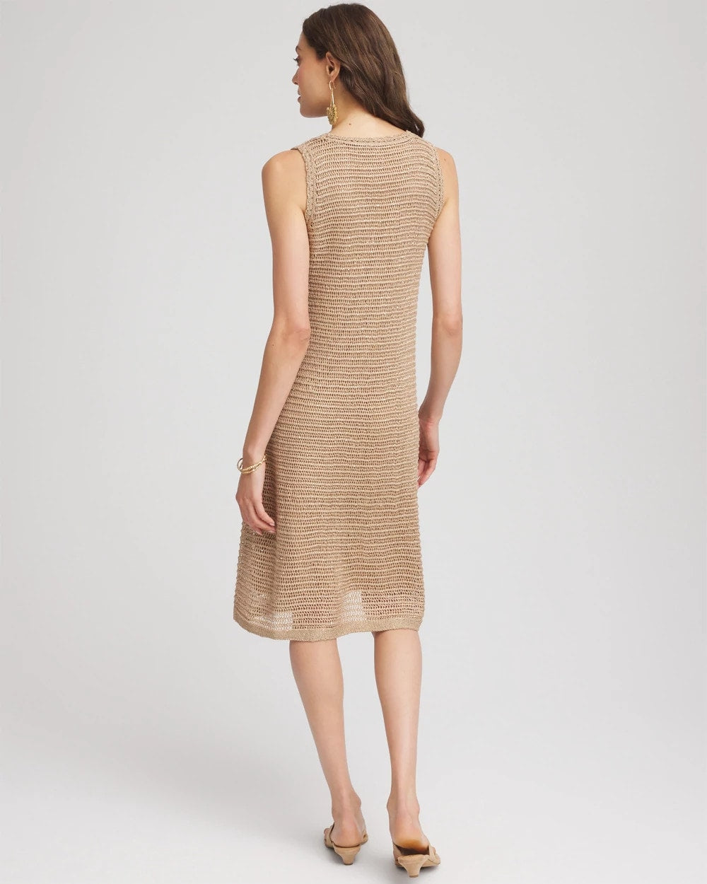 Cafe Aroma Crochet-Knit Sequins Tank Dress