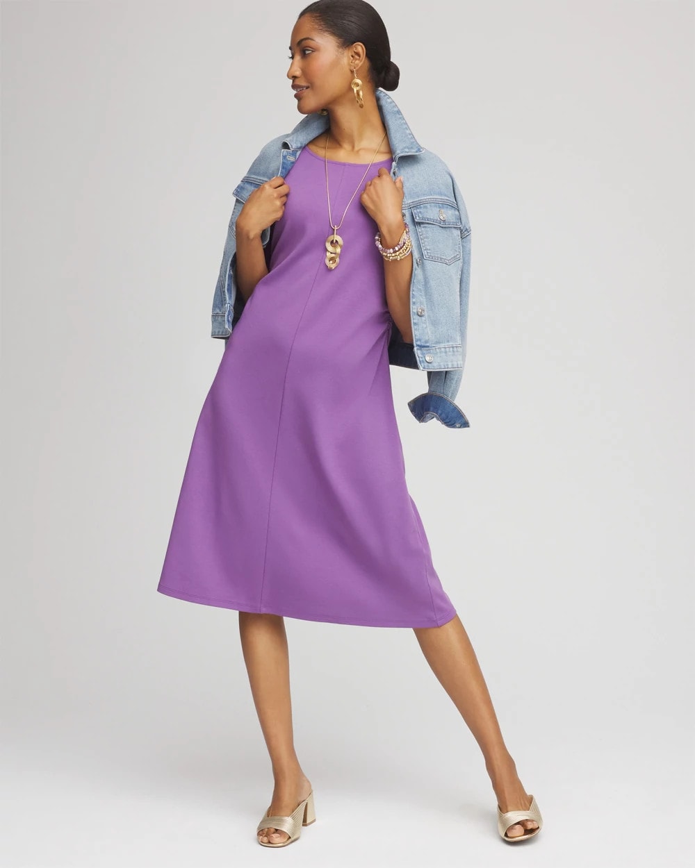 Plum Shade Fit and Flare Cinched Waist Dress
