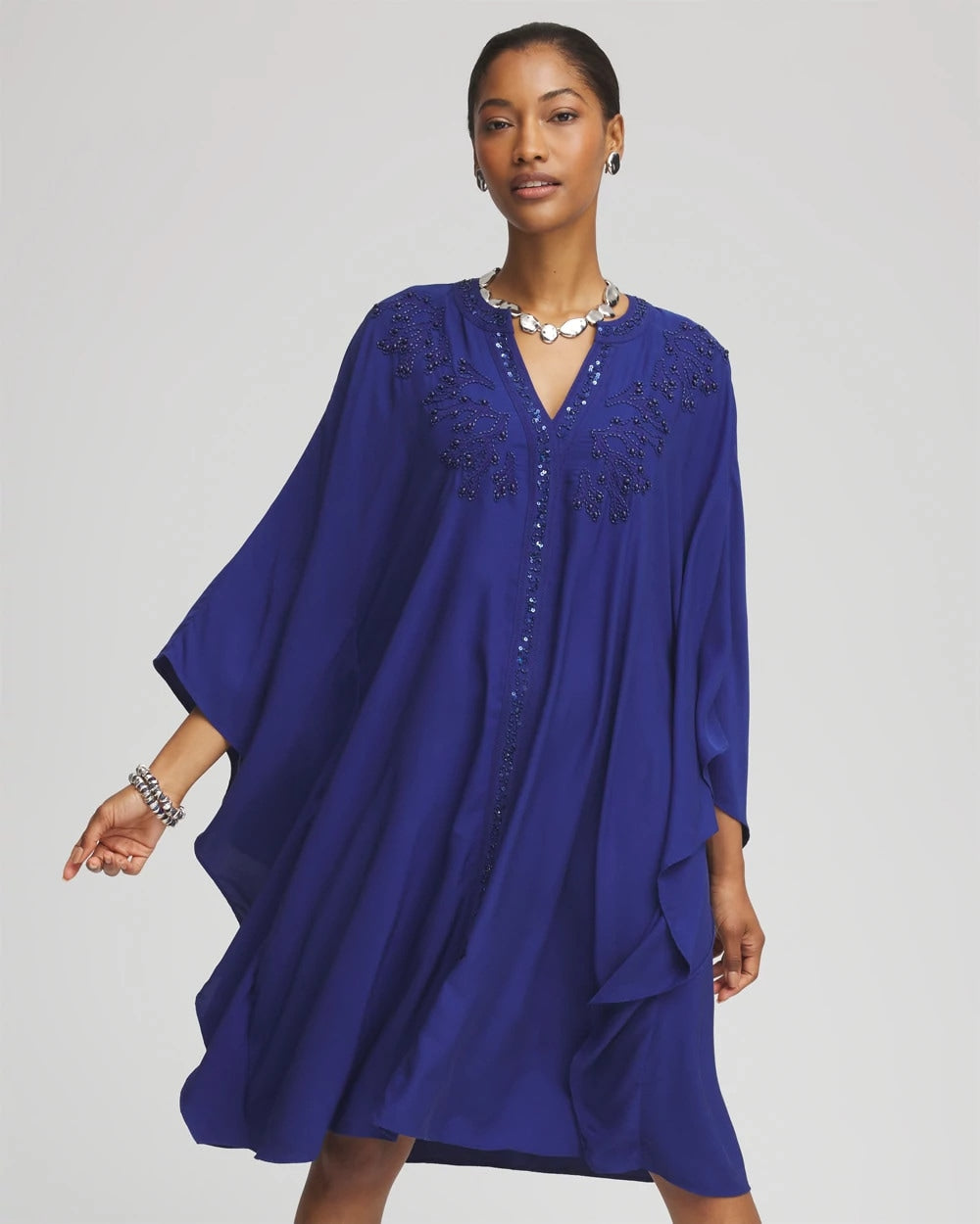 Blue Casa Embellished Kaftan Dress