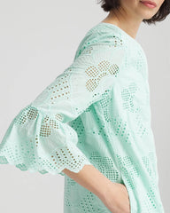 Teal Waters Eyelet Cotton Voile Dress