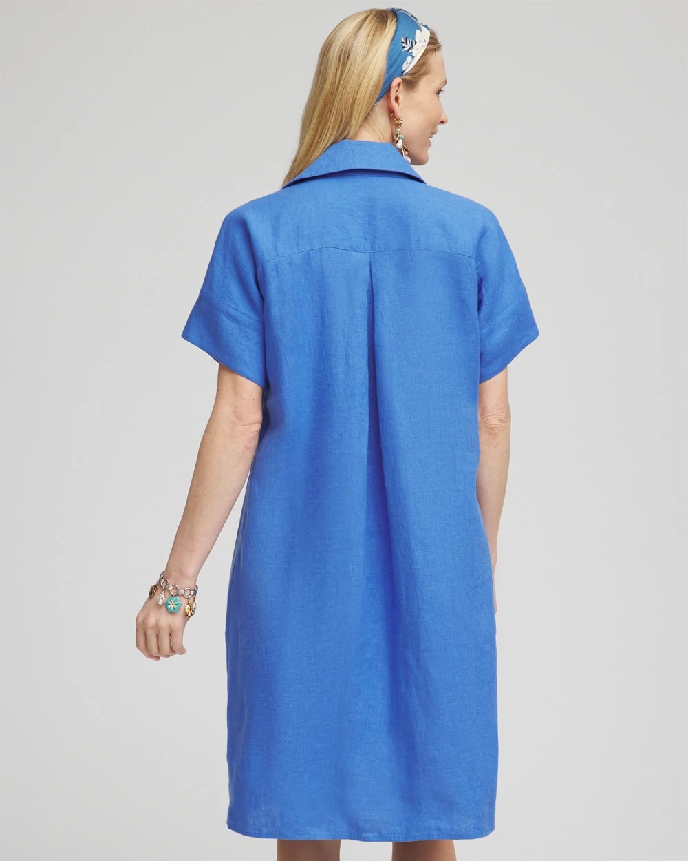 Blue Pearl High-low Linen Shirtdress
