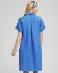 Blue Pearl High-low Linen Shirtdress