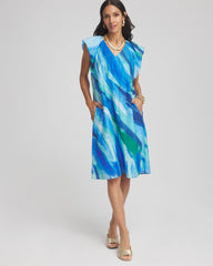 Multi Cotton-Silk Voile Popover Dress