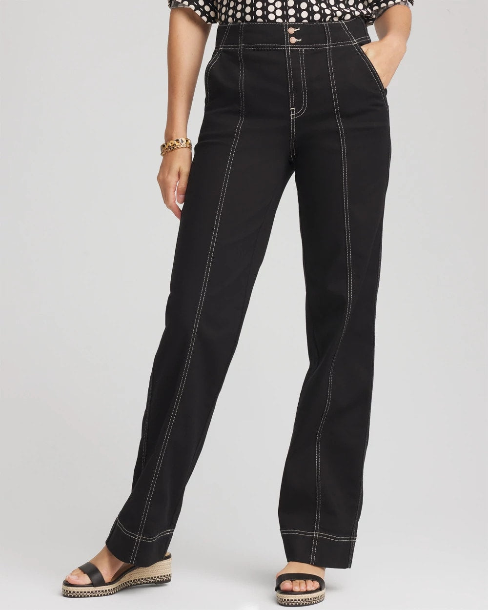 Black Pull-On Wide-Leg Jeans