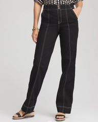 Black Pull-On Wide-Leg Jeans