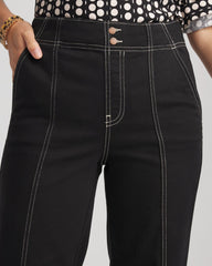 Black Pull-On Wide-Leg Jeans