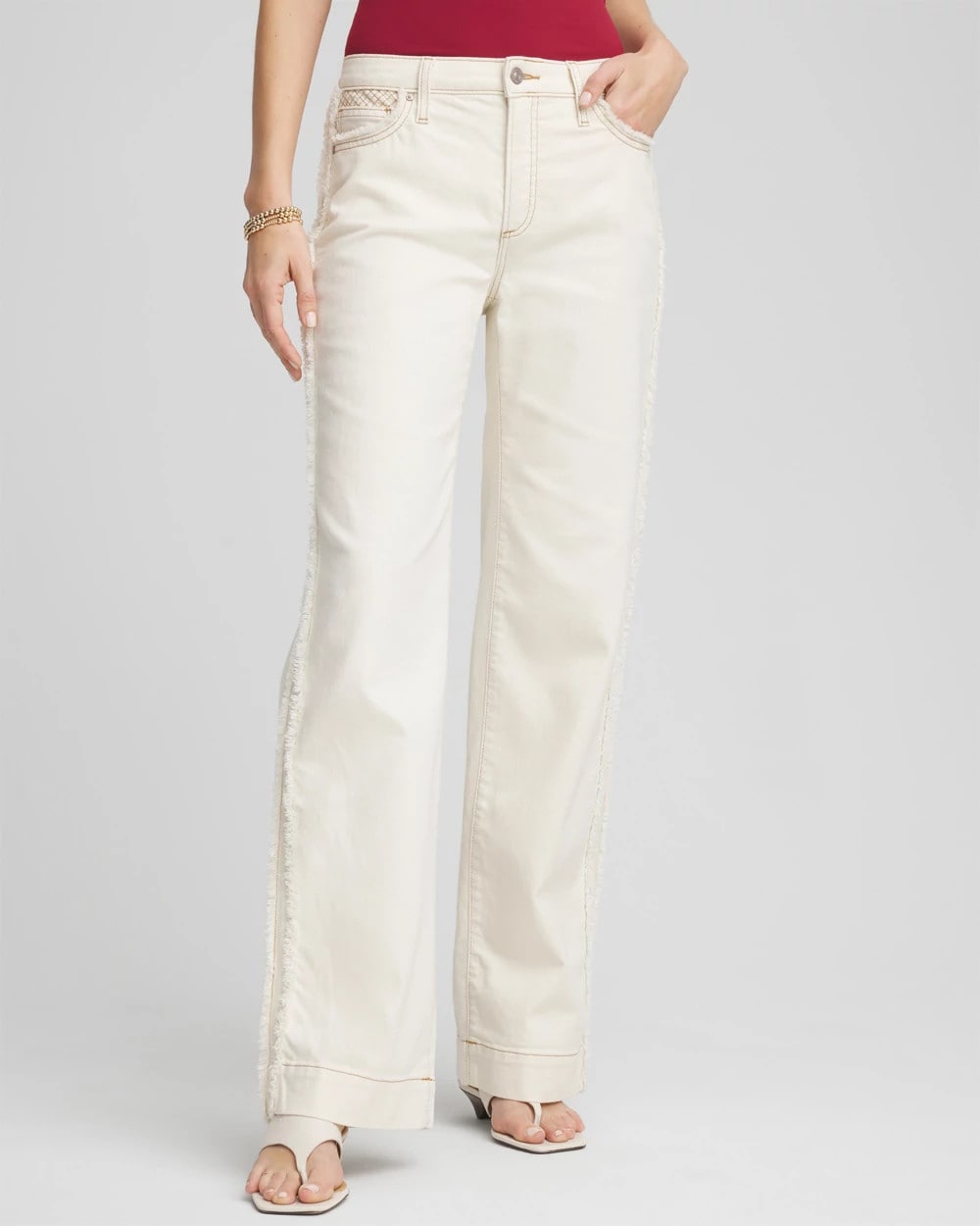 Natural Seeded Sea Salt High-Rise Frayed Jeans
