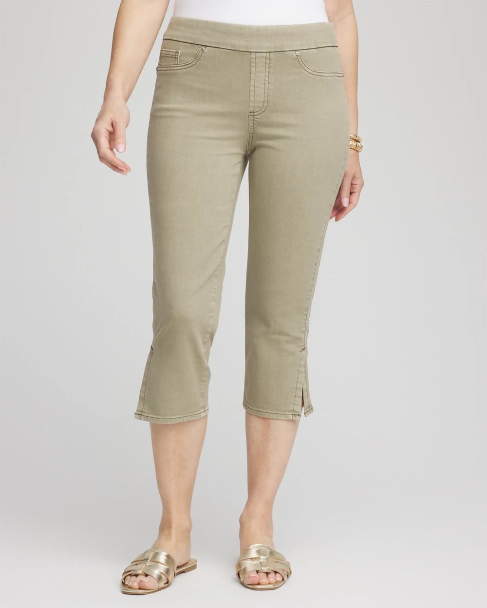Washed Sage 19" Pull-on Capri Jeans