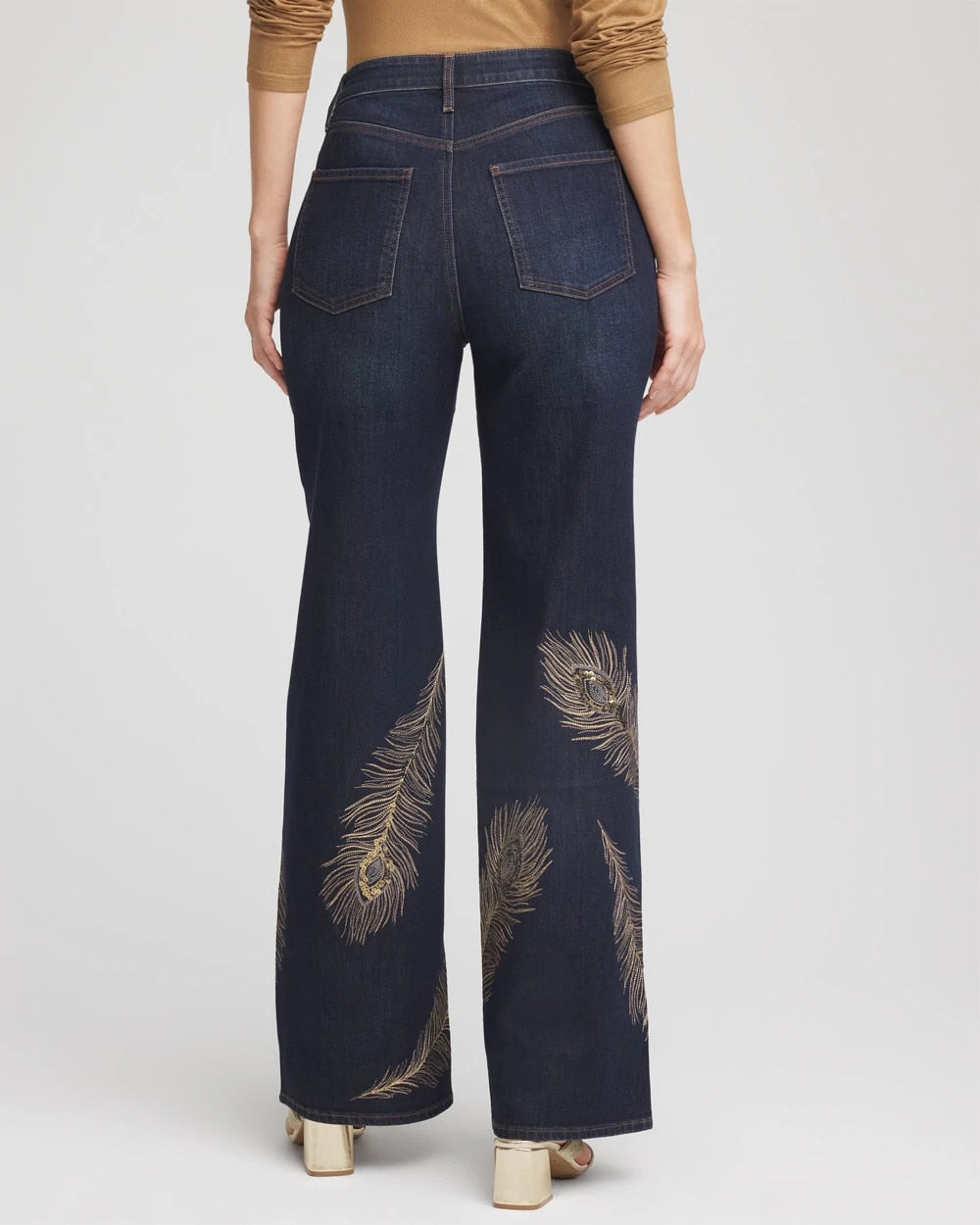 Marconi Indigo Embellished High-Rise Wide-Leg Jeans