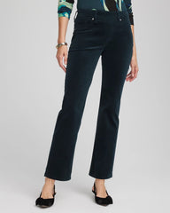 Teal Shadow Velveteen Pull-On Flared Jeans
