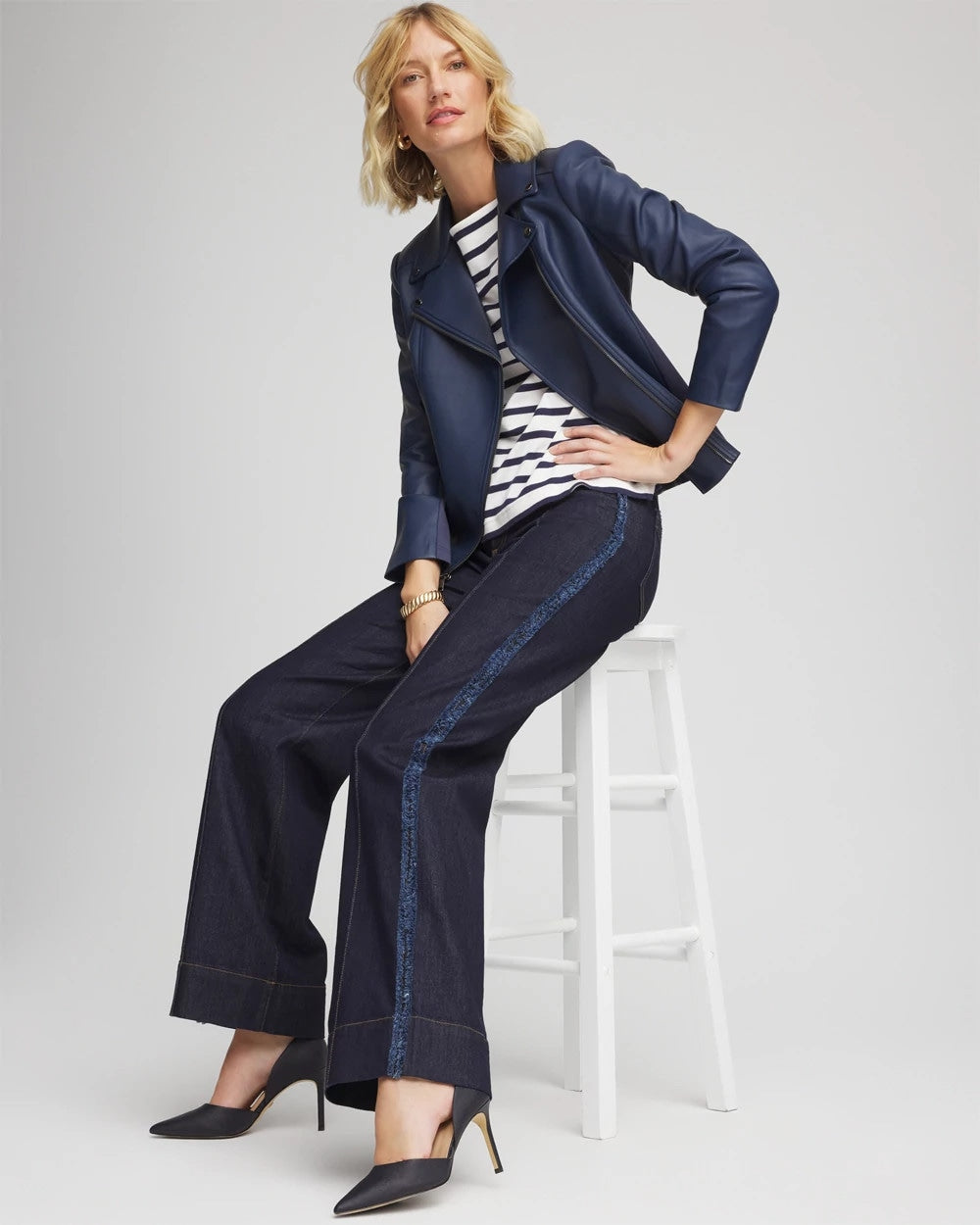 Cedar Rinse Petite Frayed High-Rise Wide-Leg Jeans