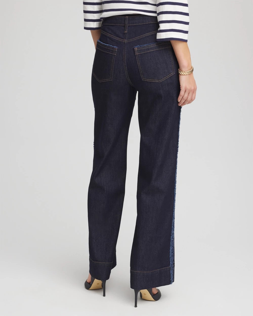 Cedar Rinse Petite Frayed High-Rise Wide-Leg Jeans