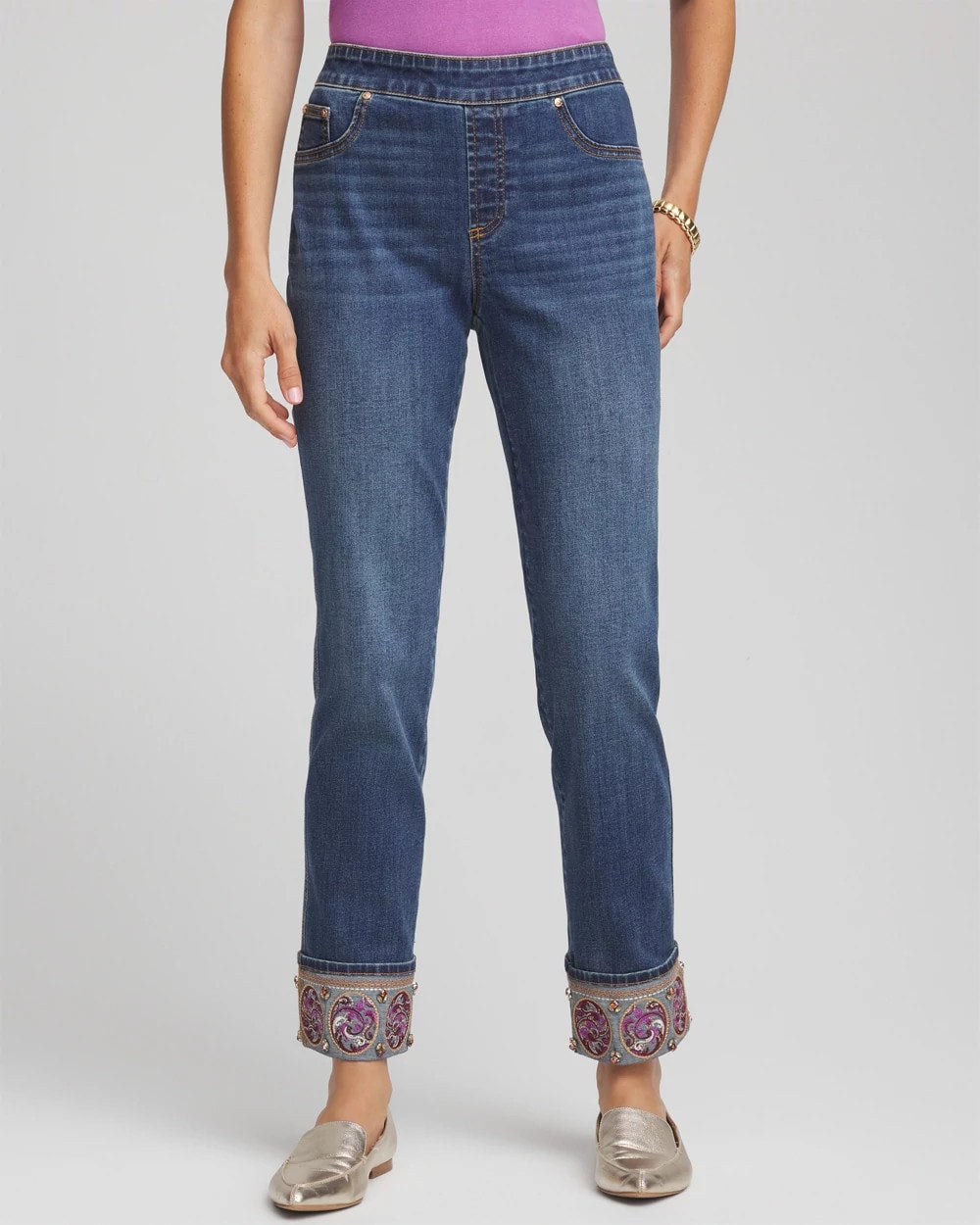 Buttercup Indigo Embellished Pull-On Slim Ankle Jeggings